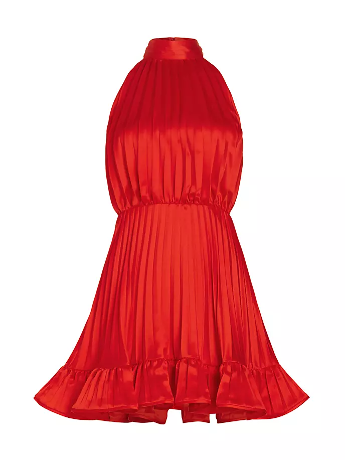 Плиссированное мини-платье Amiri с бретелькой на бретельках Amur, красный