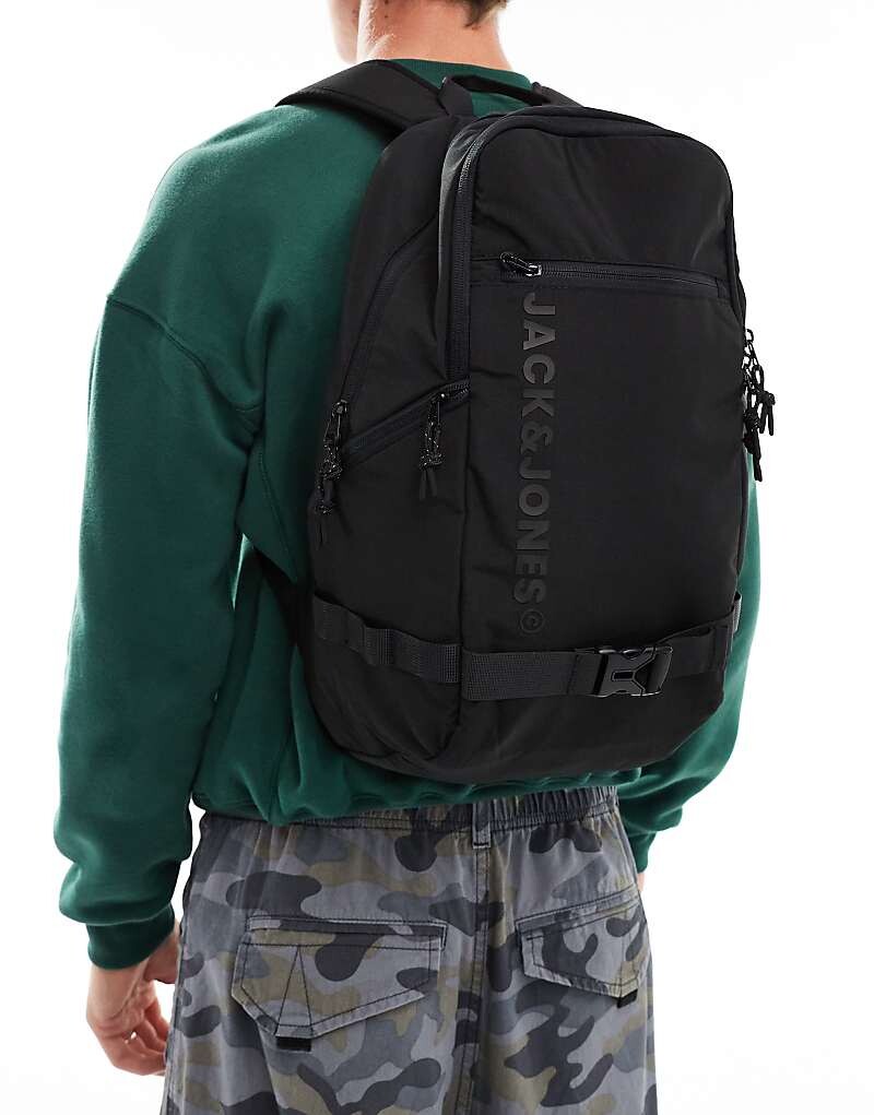 

Черный рюкзак с логотипом Jack & Jones из рипстопа и отделением для ноутбука