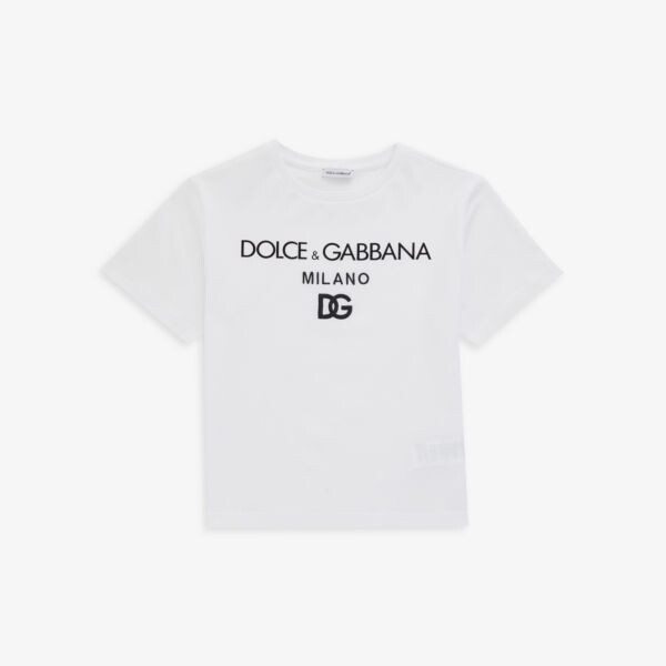 

Футболка из хлопкового джерси с текстовым принтом и логотипом, 4–12 лет Dolce & Gabbana, цвет bianco ottico
