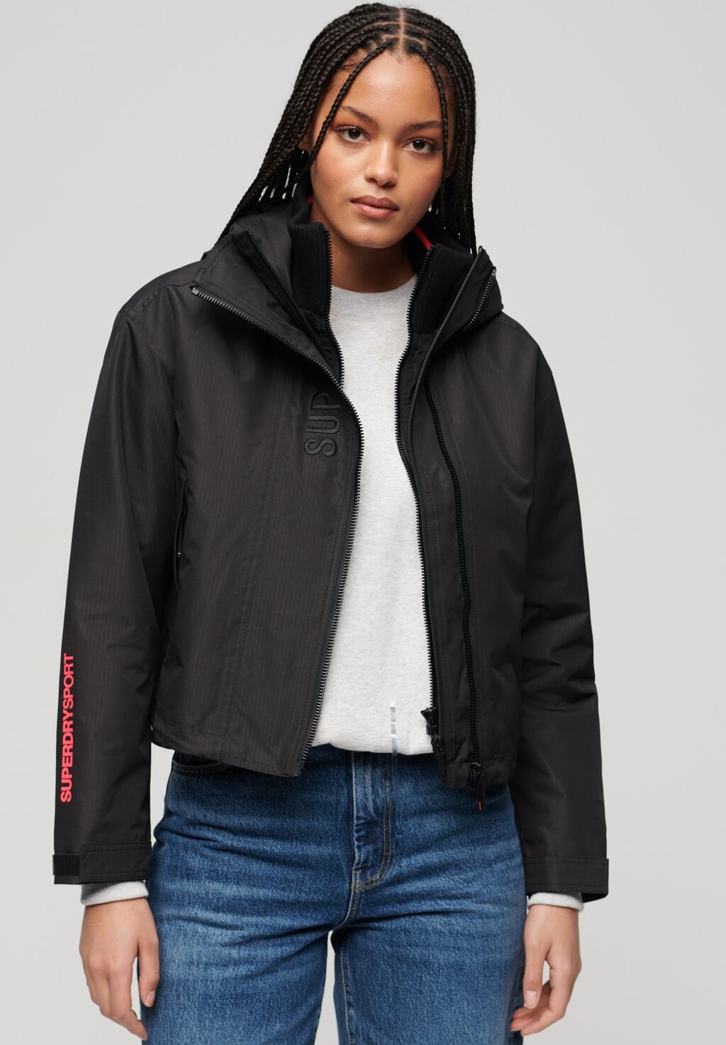 

Легкая куртка HOODED EMBROIDERED Superdry, черный