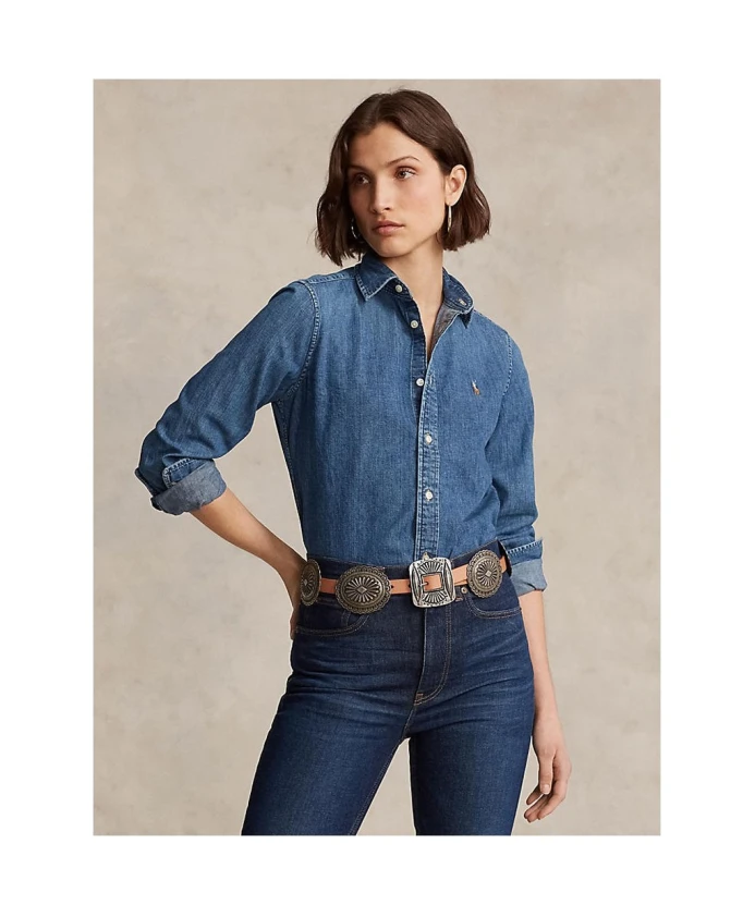 

Джинсовая рубашка с длинным рукавом Ralph Lauren, синий