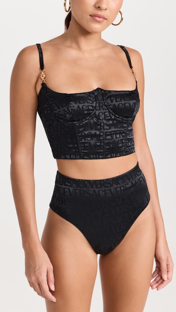 

Топ Versace Satin Versace Logomania Bustier, черный