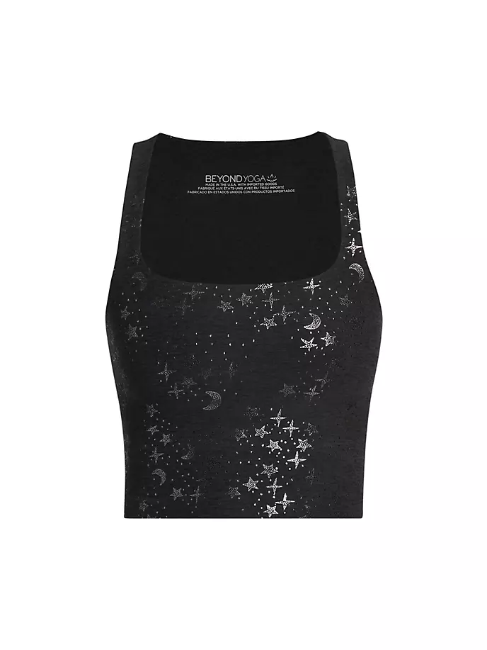 

Укороченная майка Softshine с квадратным вырезом Beyond Yoga, цвет gunmetal starry night foil