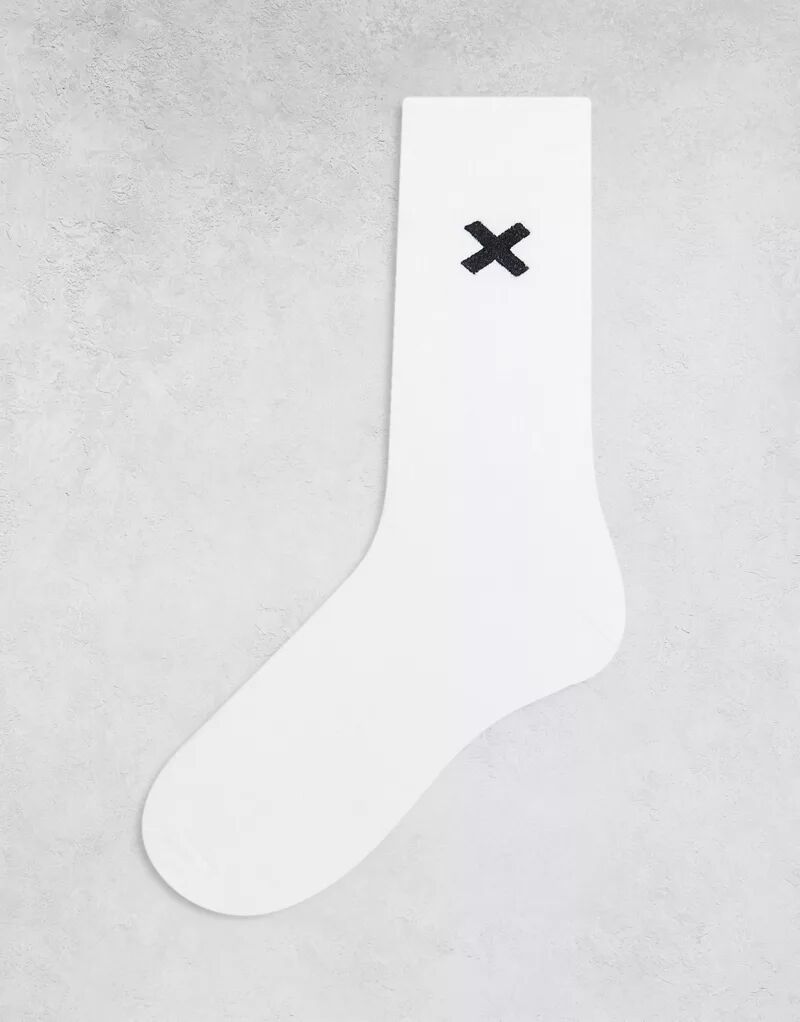 Белые носки унисекс COLLUSION с логотипом носки белые с полоской модель унисекс