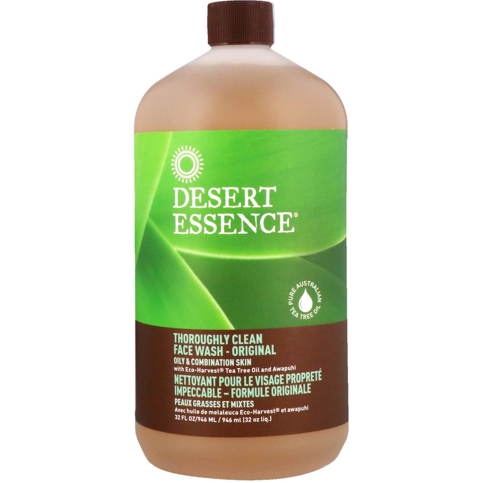Desert Essence Thoroughly Clean Face Washc для чистки лица- оригинальный для жирной и комбинированной кожи 946 мл средство desert essence для очищения жирной кожи 946 мл