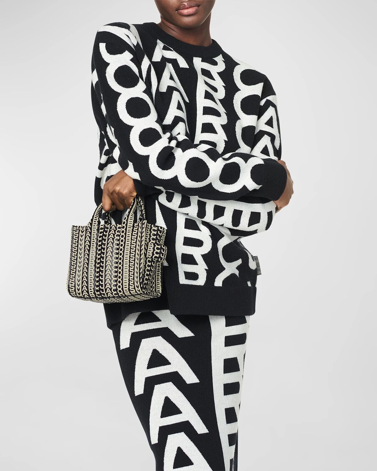 

Кожаная большая сумка через плечо Monogram Marc Jacobs, цвет Black/White