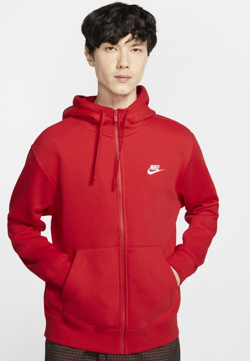 

Толстовка на молнии Nike Club Hoodie, красный / белый
