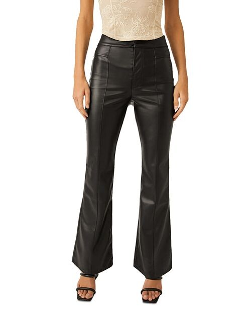

Брюки-клеш из искусственной кожи Uptown Free People, цвет Black