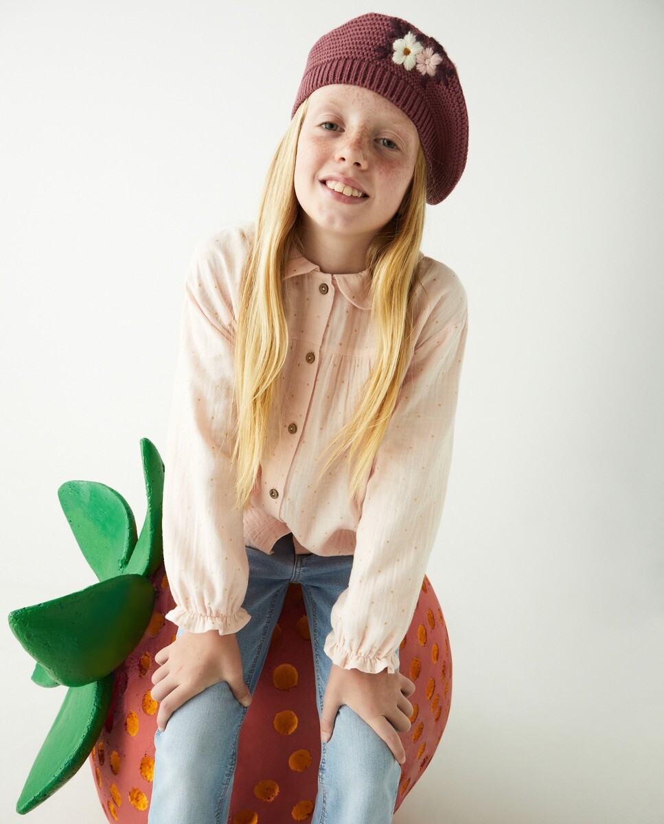 

Блуза из двойного газа с длинными рукавами Kids El Corte Inglés, розовый