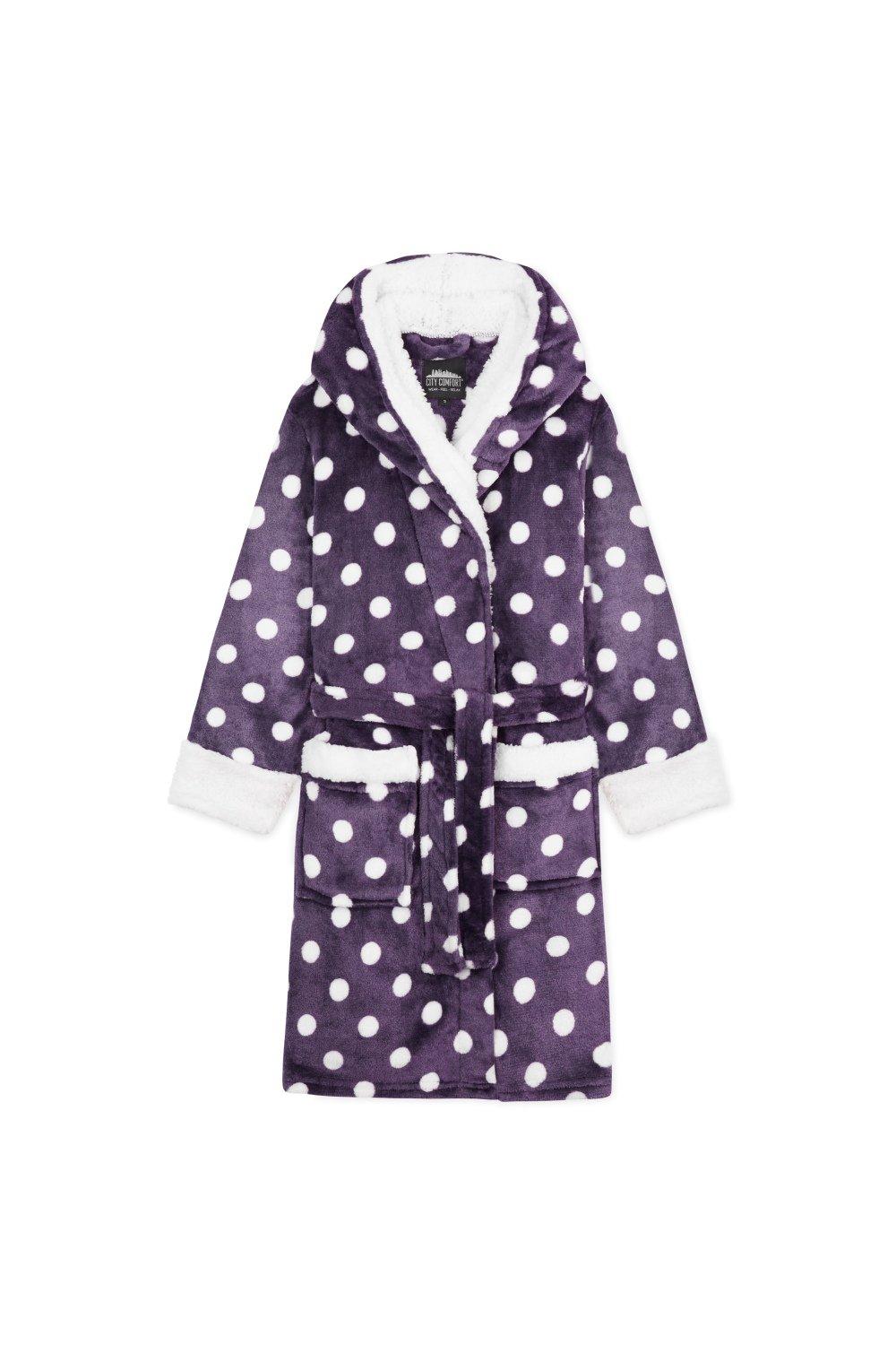 Пышный халат с капюшоном CityComfort, фиолетовый цена и фото