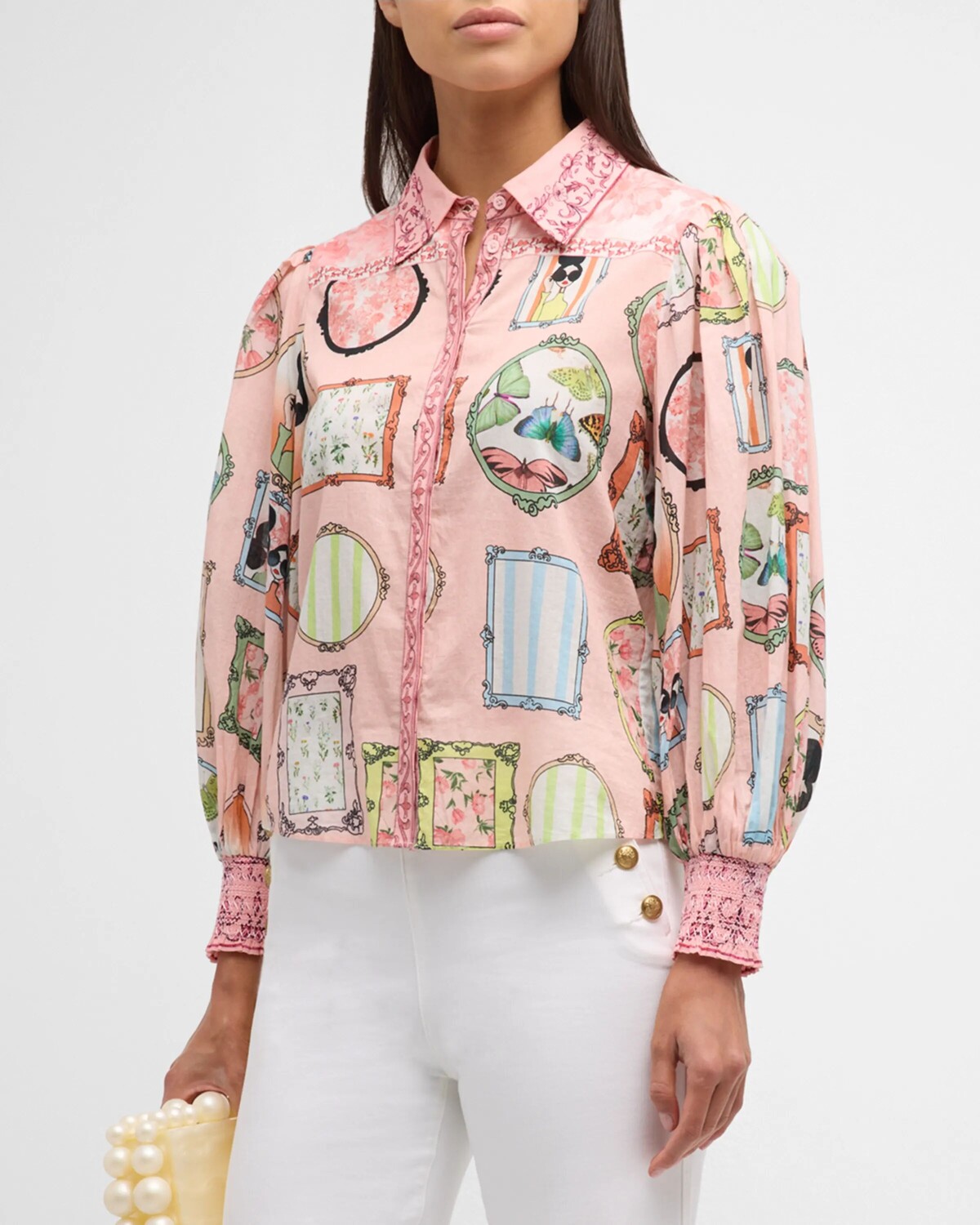 

Блузка с эффектными рукавами Mirror Stace Tiffie Alice + Olivia, цвет Mirror Mirror Stace