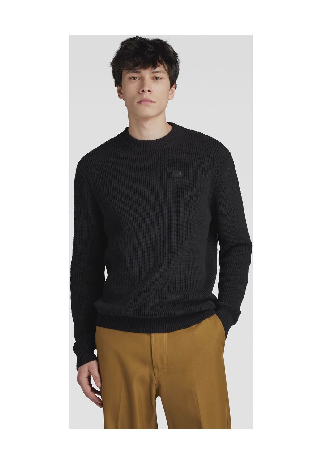 

Мужской хлопковый свитер с круглым вырезом G-STAR RAW, черный