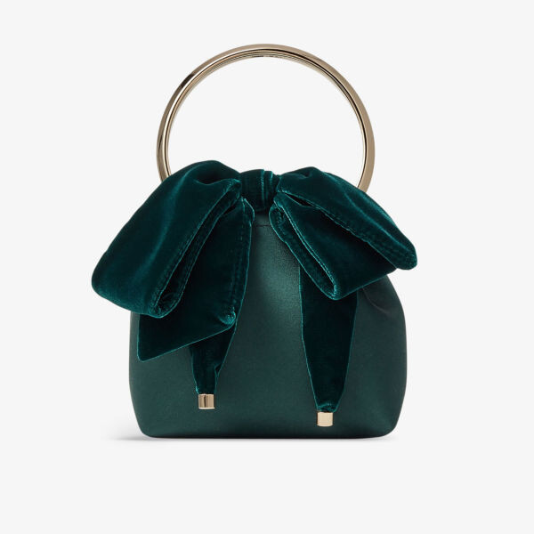 

Сумка bon bon из атласа и бархата с верхней ручкой Jimmy Choo, зеленый