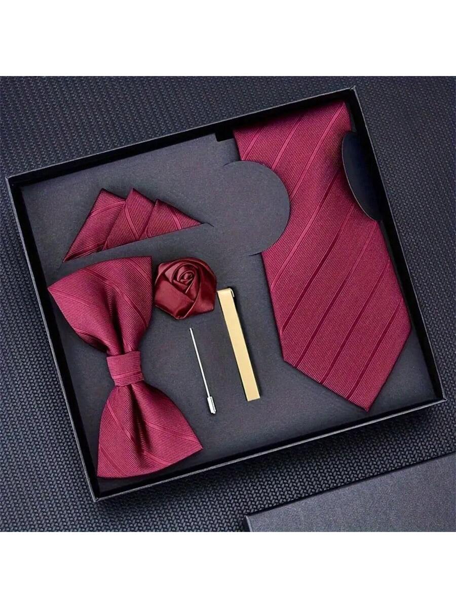 dibangu мужской галстук шелковый красный синий однотонный свадебный галстук карманные квадратные запонки зажим набор пейсли желтый 5 шт./компл. мужской галстук, красный