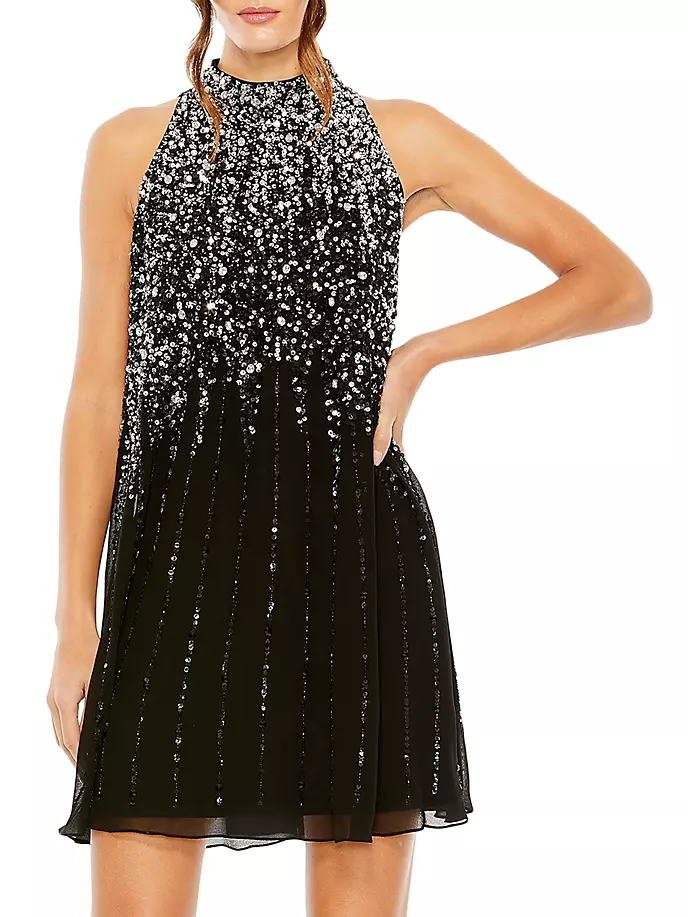 

Платье-трапеция, украшенное пайетками Mac Duggal, цвет black silver