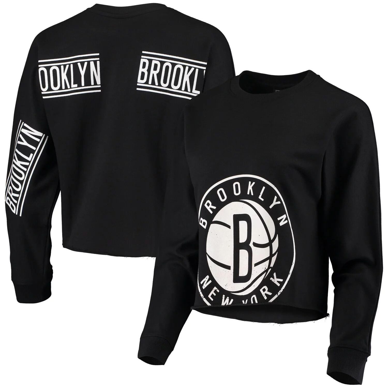 

Женская укороченная футболка с длинным рукавом FISLL, черная Brooklyn Nets