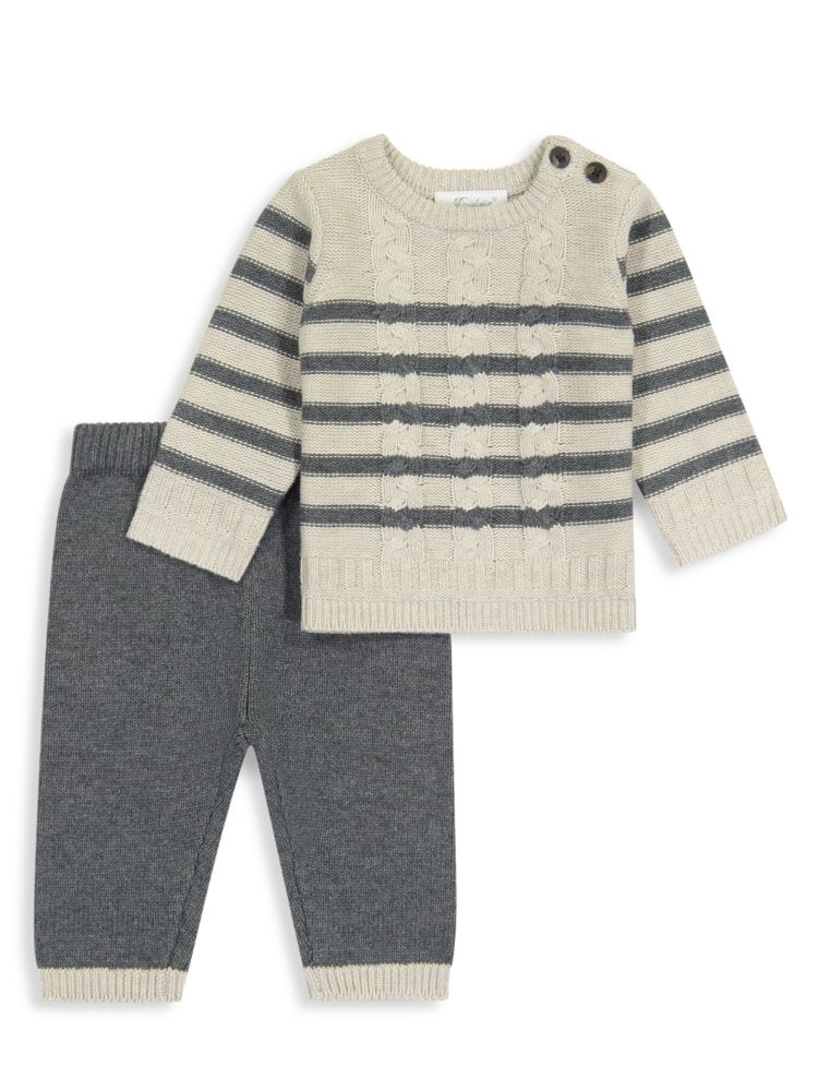 Комплект из 2-х предметов вязаного свитера и штанов для маленького мальчика Miniclasix, цвет Oatmeal