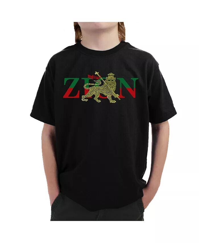 

Футболка с надписью Word Art для мальчиков - Zion - One Love La Pop Art, черный