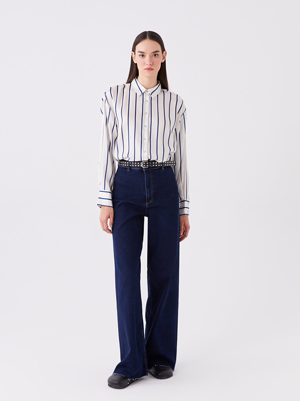 

Широкие женские джинсовые брюки LCW Jeans, темное родео
