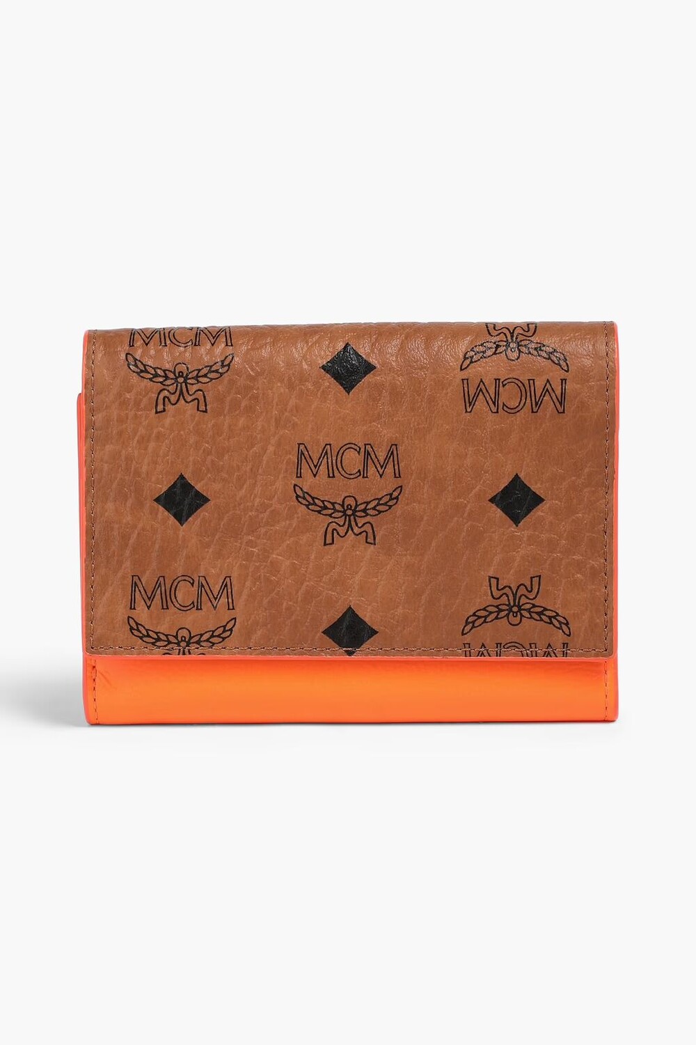

Кошелек из искусственной фактурной кожи с логотипом Mcm, ярко оранжевый