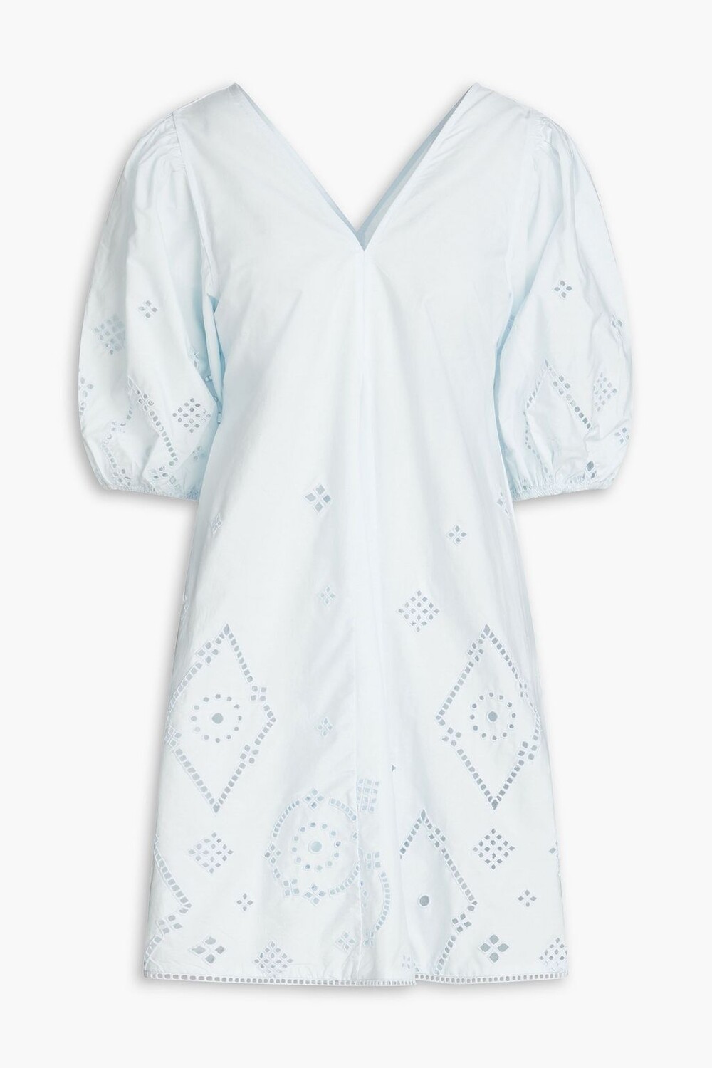

Платье мини из хлопка Broderie anglaise GANNI, синий