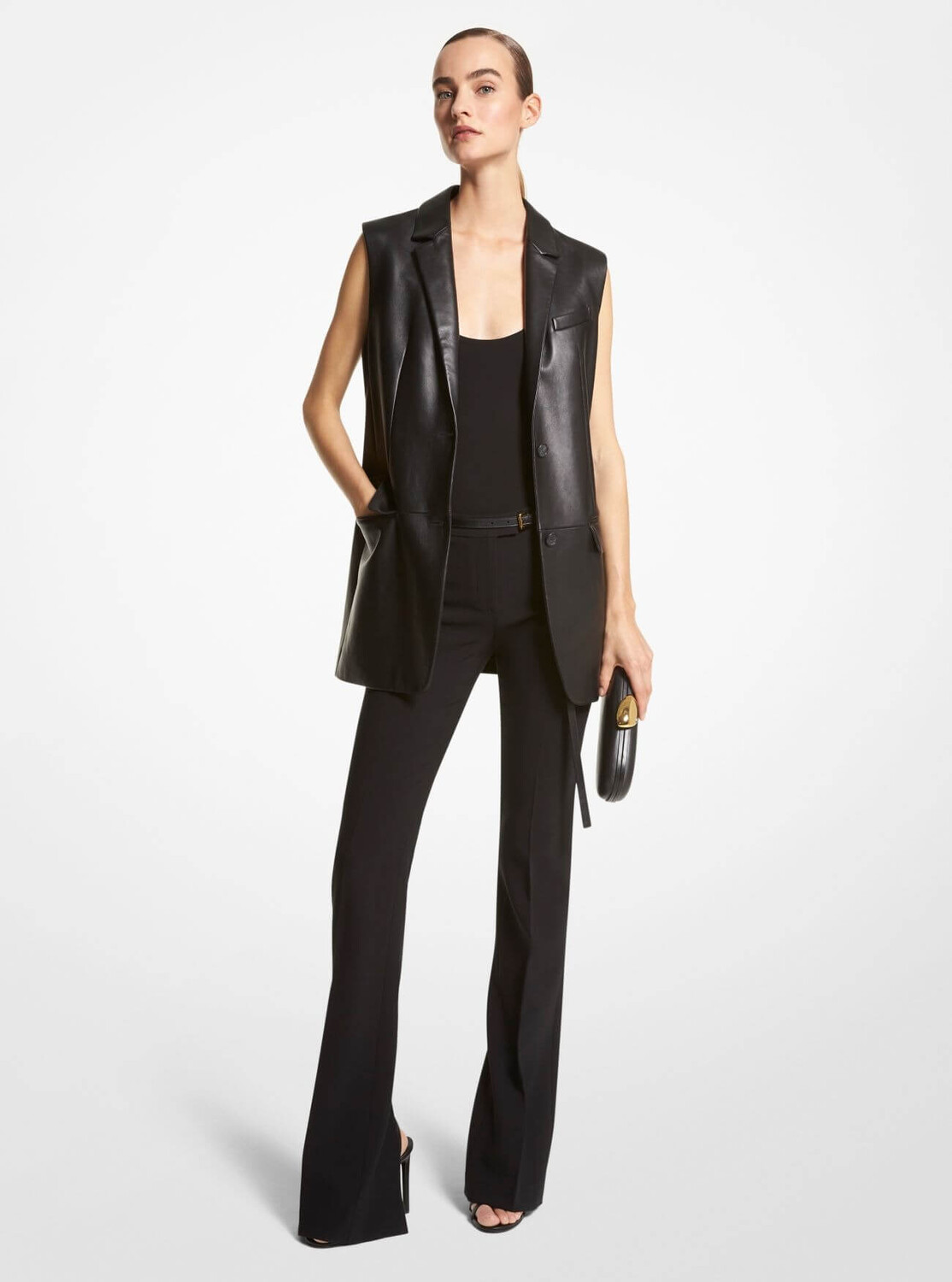 

Жилет Michael Kors Plonge Leather, черный
