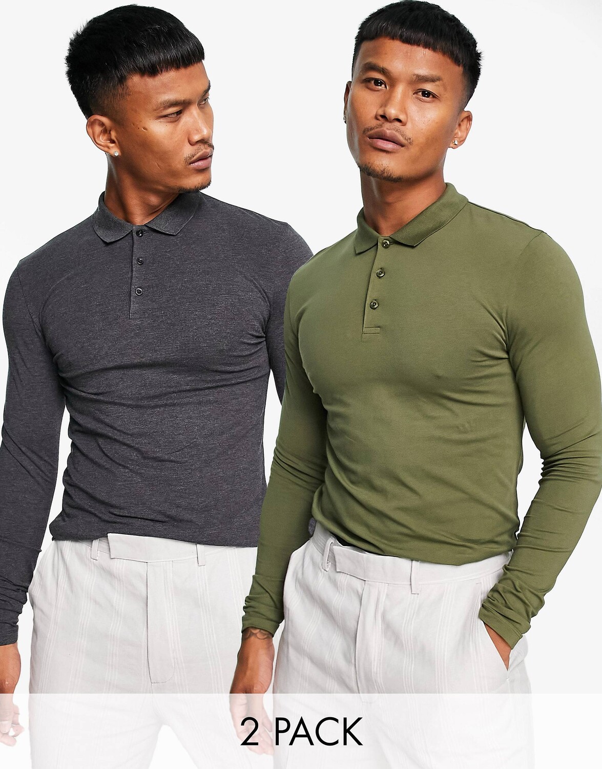 

Многоцветная футболка-поло с длинными рукавами ASOS DESIGN