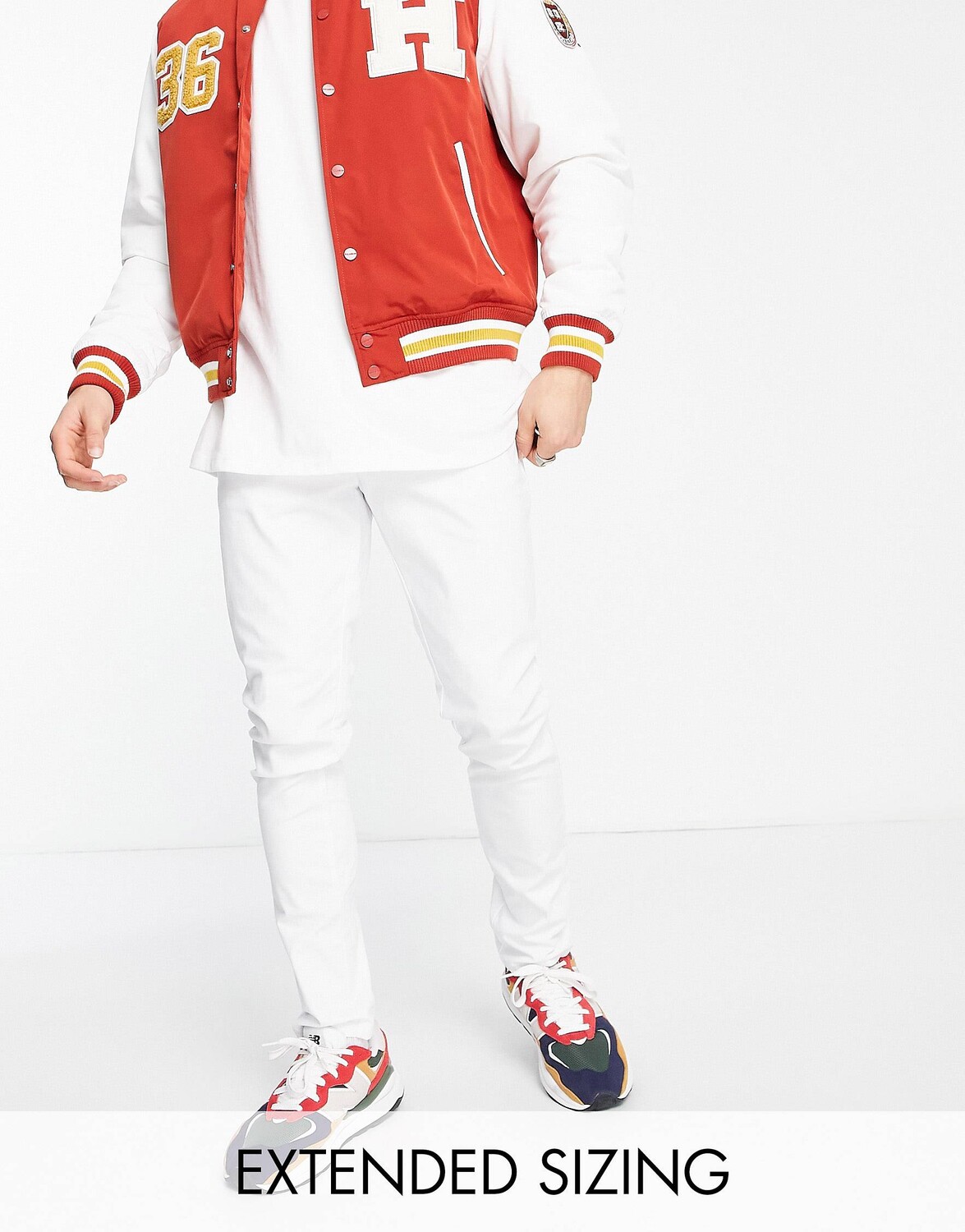 

Белые брюки чинос скинни ASOS DESIGN, Белый