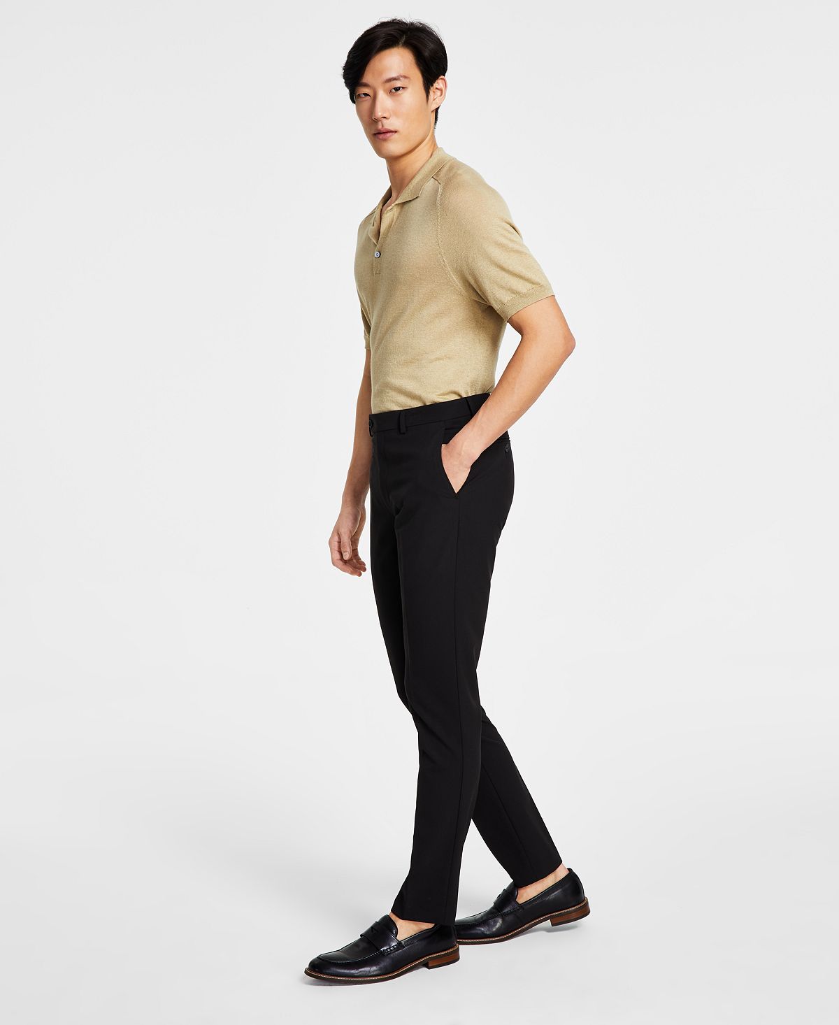 Мужские классические брюки infinite stretch skinny-fit Calvin Klein, черный - фото