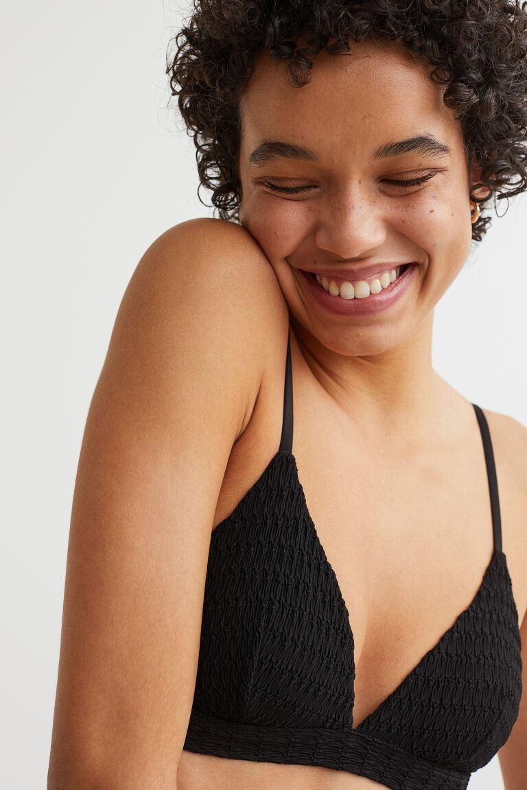 

Хлопковый топ бикини с треугольными чашечками H&M, черный