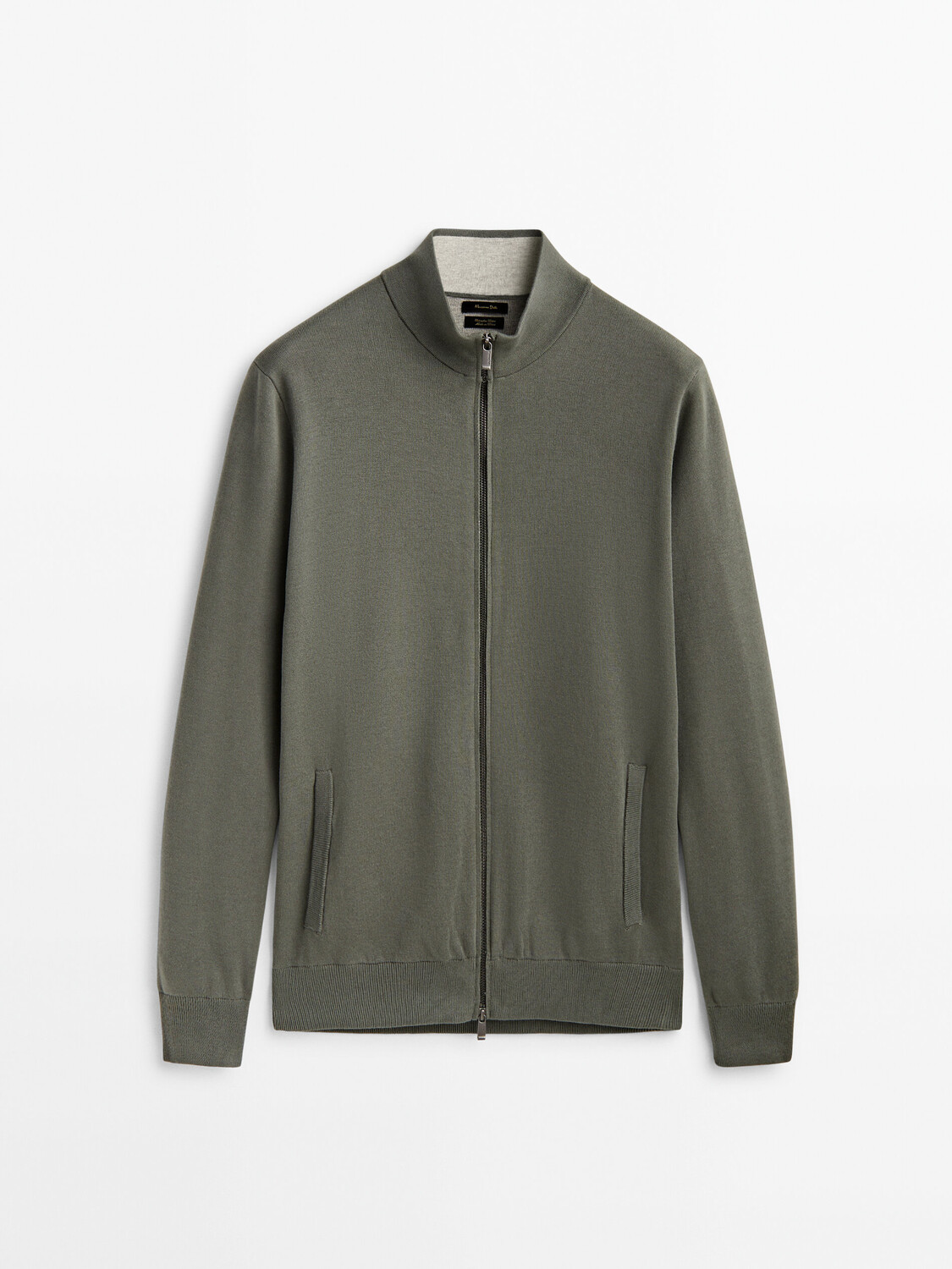 

Кардиган Massimo Dutti Knit With Zip, зелёный