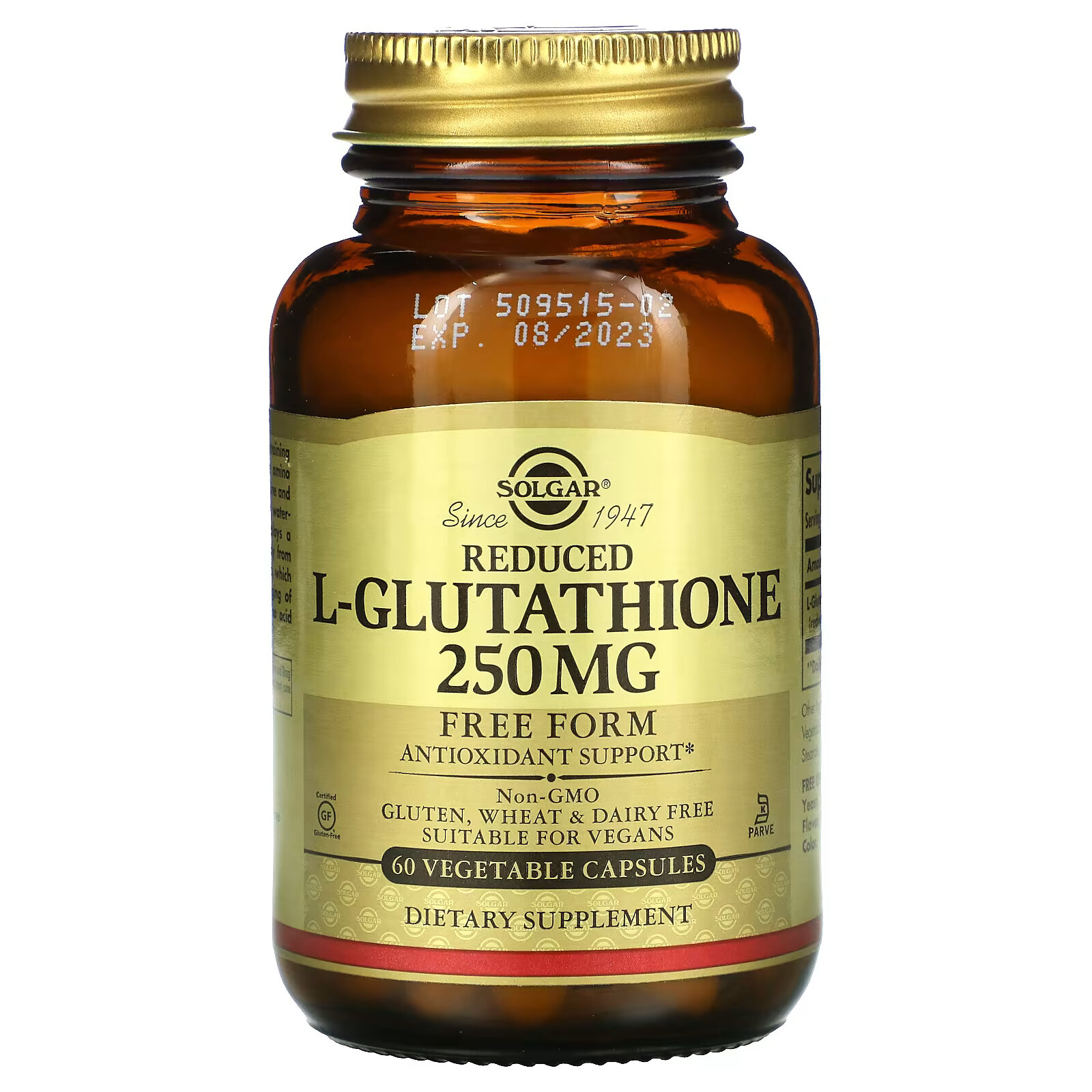 Solgar, Восстановленный L-глутатион, 250 мг, 60 растительных капсул solgar восстановленный l glutathione 50 мг 90 вегетарианских капсул