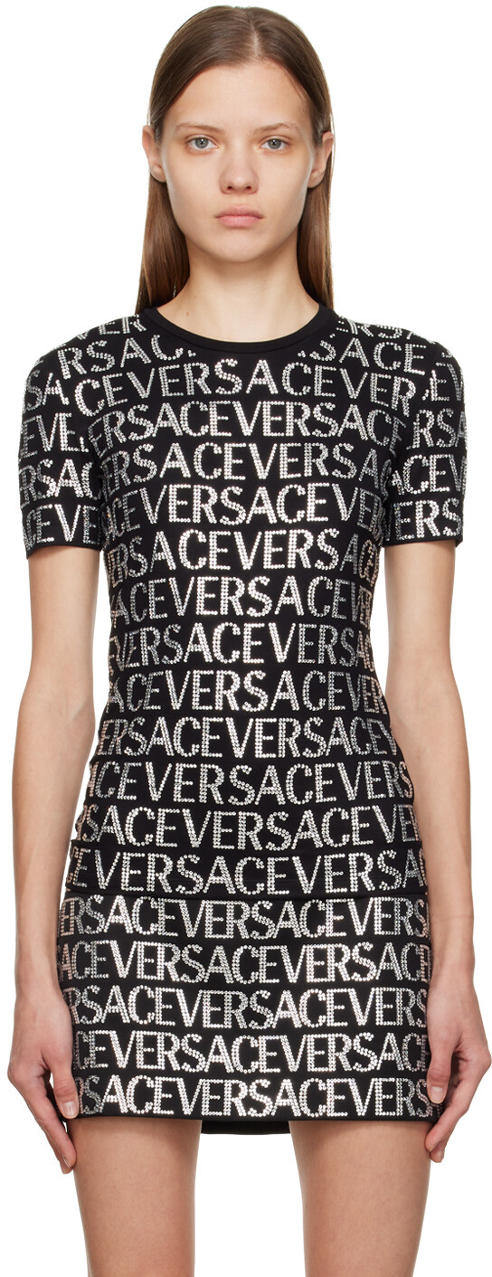 

Черная футболка с кристаллами Versace, Черный