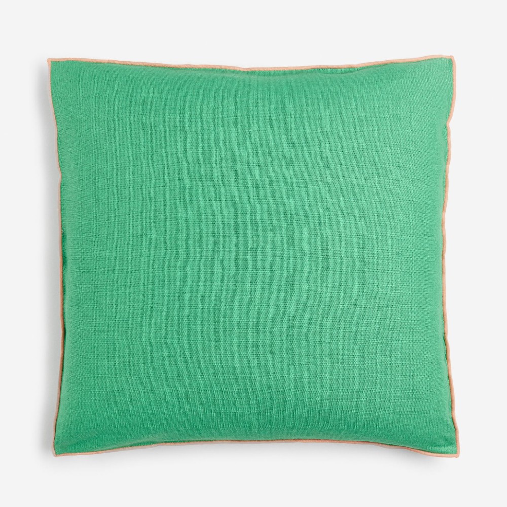 Декоративная наволочка H&M Home Linen-blend, зеленый/пудрово-розовый