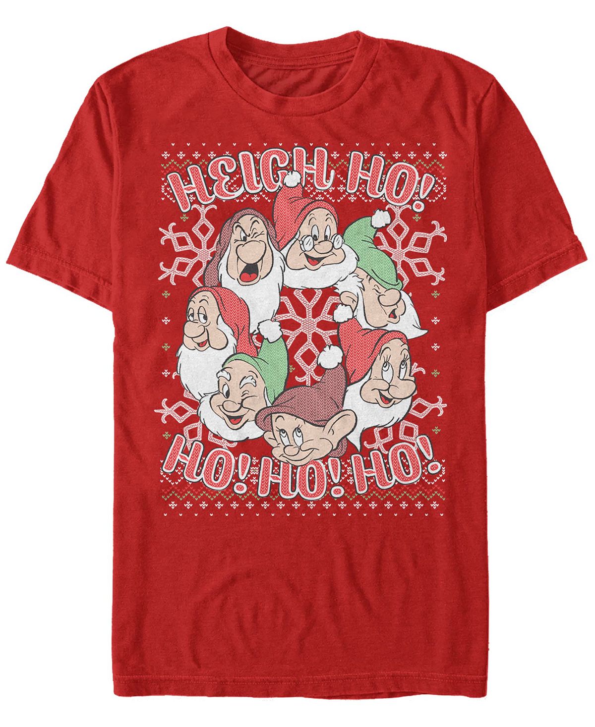 Мужская рождественская футболка с коротким рукавом disney snow white all dwarfs all dwarfs Fifth Sun, красный
