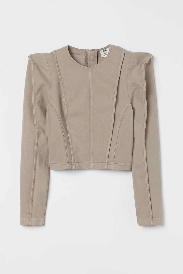 

Укороченный джинсовый топ H&M, светло-бежевый