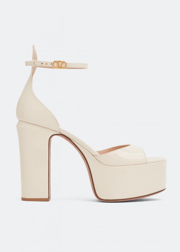 Сандалии VALENTINO GARAVANI Tan-Go platform sandals, белый женские босоножки на высоком каблуке туфли лодочки с открытым носком и ремешком на щиколотке гладиаторская обувь лето 2022