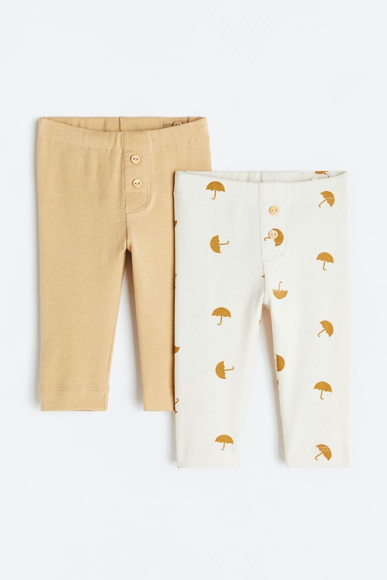 

2 пары хлопковых леггинсов H&M, светло-бежевый/зонты