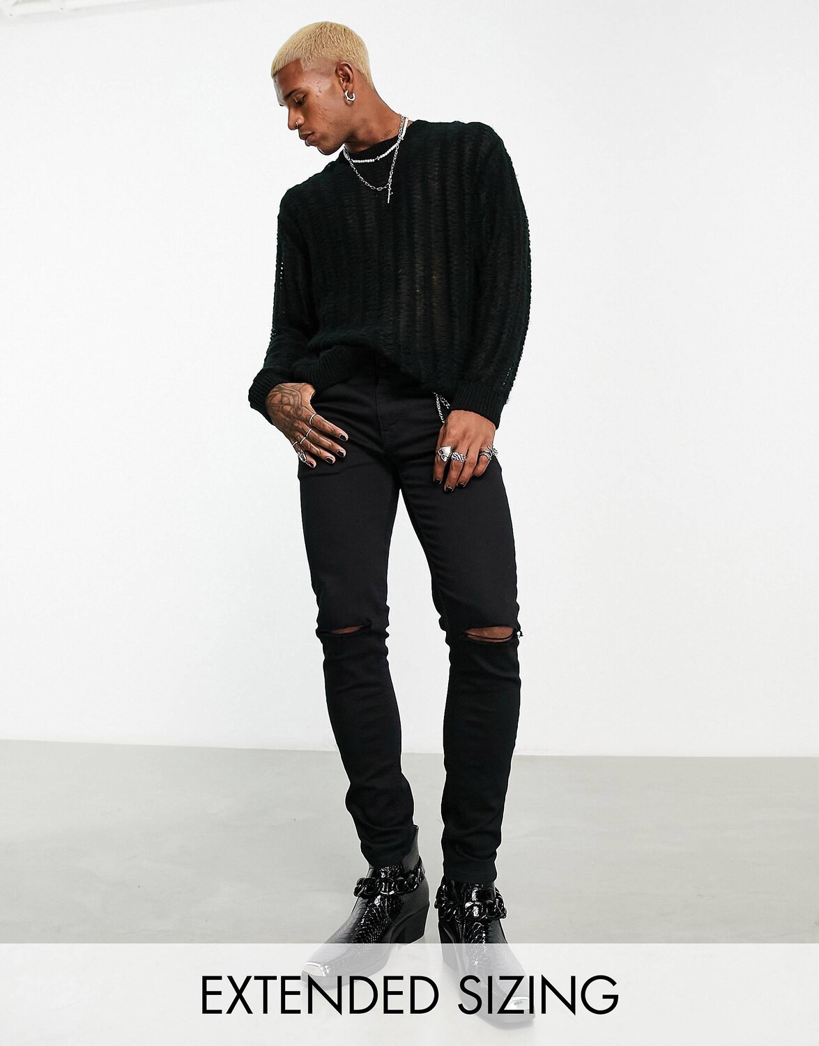 

Джинсы скинни с прорезями на коленях ASOS DESIGN