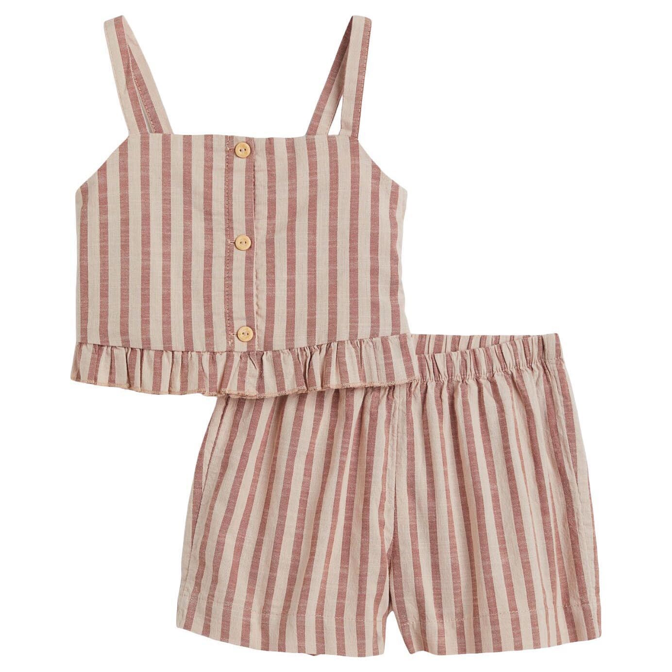 

Комплект одежды H&M Cotton Striped, 2 предмета, светло-бежевый