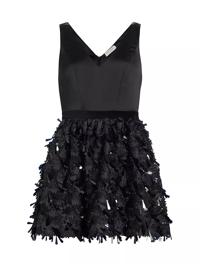 Атласное мини-платье Vera с украшением Ramy Brook, черный