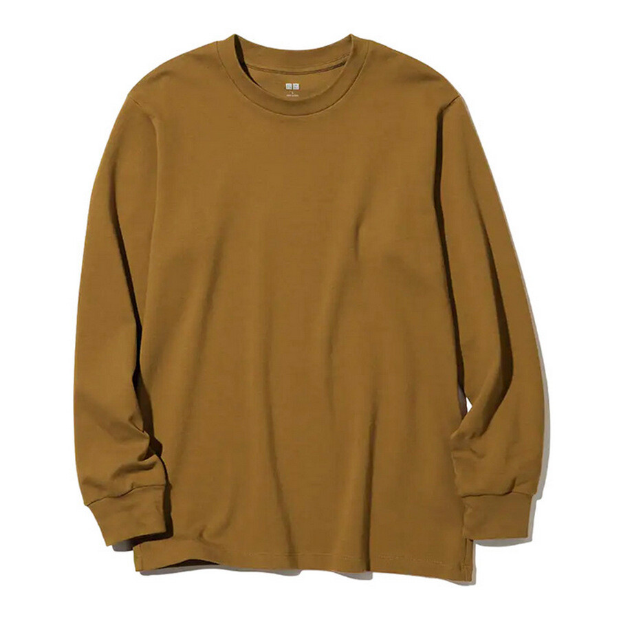 

Лонгслив Uniqlo Crew Neck, коричневый (Размер M)