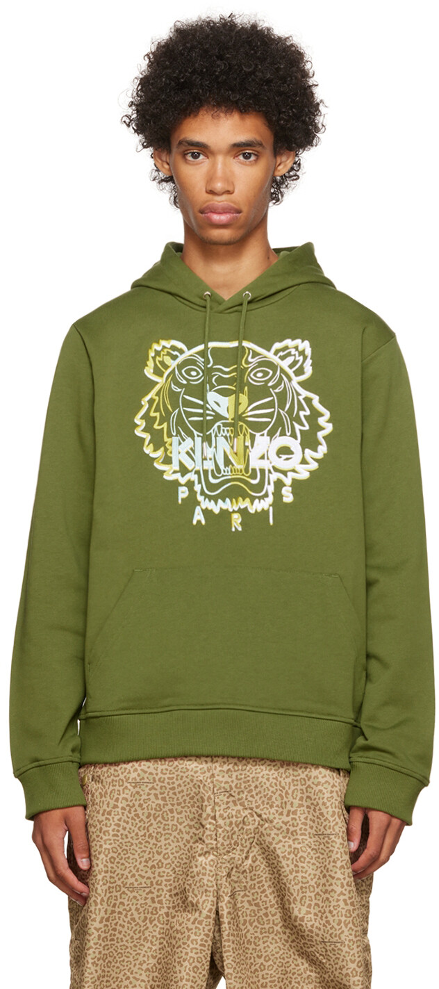 

Худи цвета хаки с тигром Kenzo