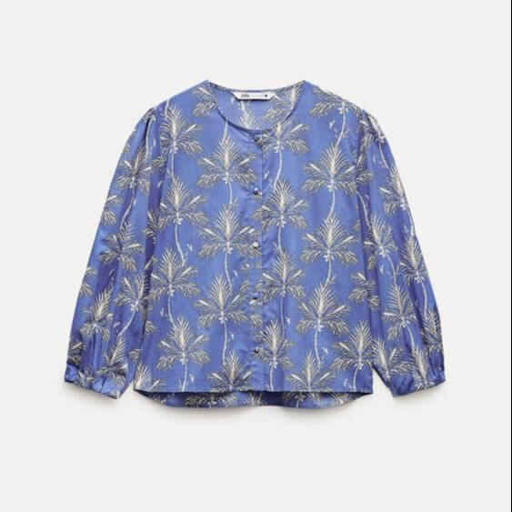 Блузка Zara ZW Collection Printed, синий рубашка zara zw collection flowing printed бежевый зеленый