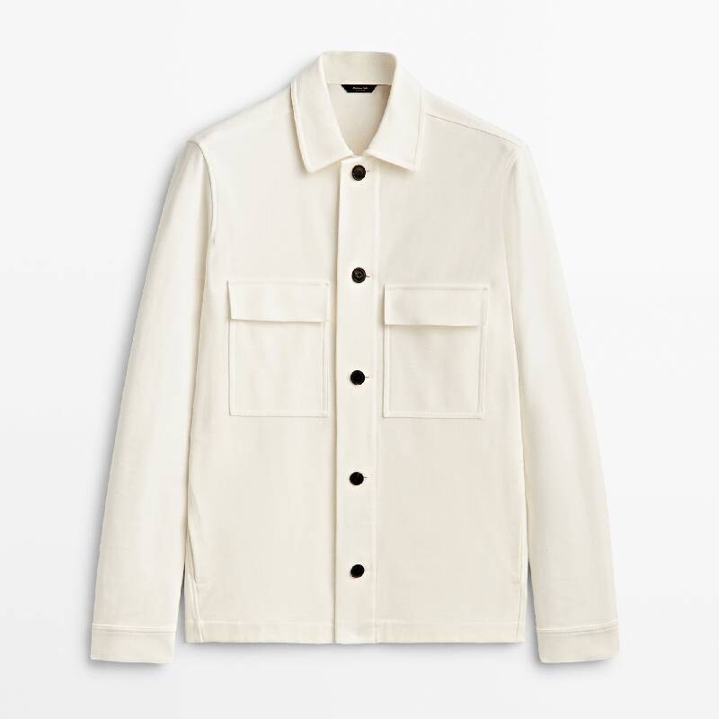

Рубашка Massimo Dutti Cotton Twill Overshirt, кремовый