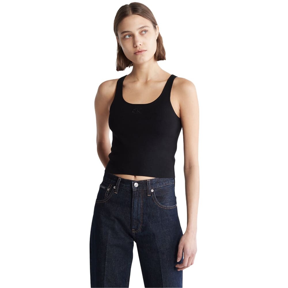 

Майка Calvin Klein Logo Embroidery Cropped, черный