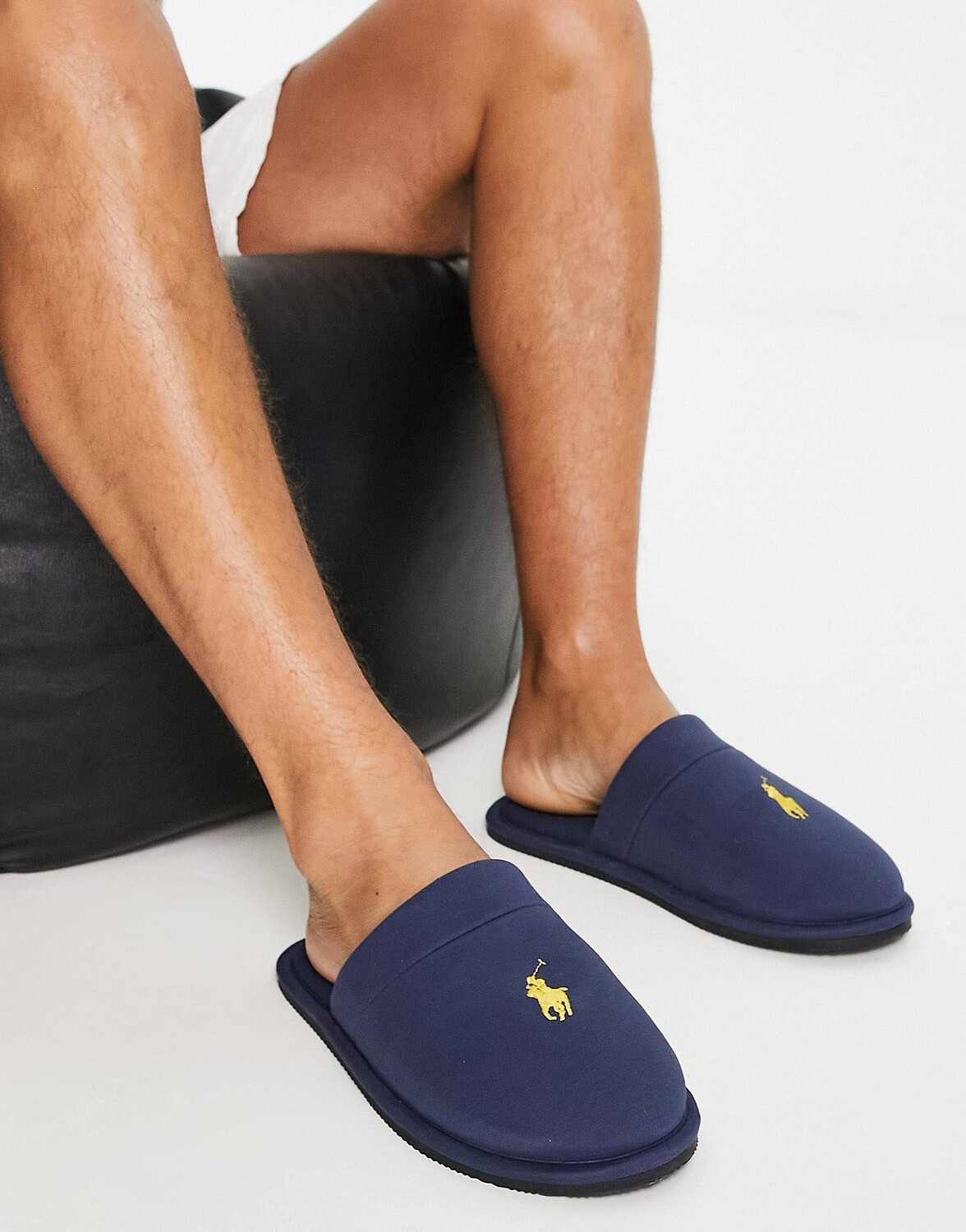 

Темно-сине-золотые шлепанцы без мюлей Polo Ralph Lauren Klarence