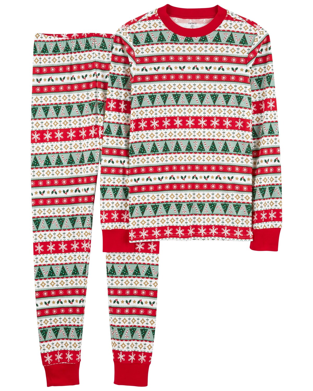 

Рождественские пижамы Fair Isle из 2 предметов из 100% хлопка с плотной посадкой для взрослых Carter's, мультиколор