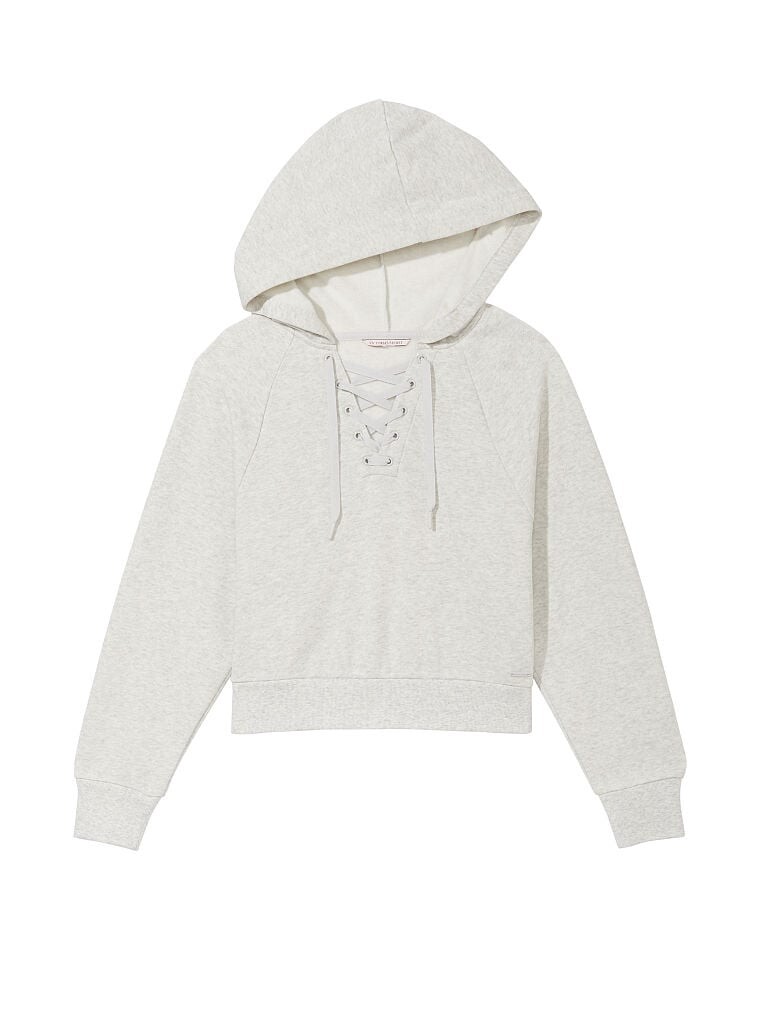 

Худи Victoria's Secret Cotton Fleece Lace-Up, светло-серый