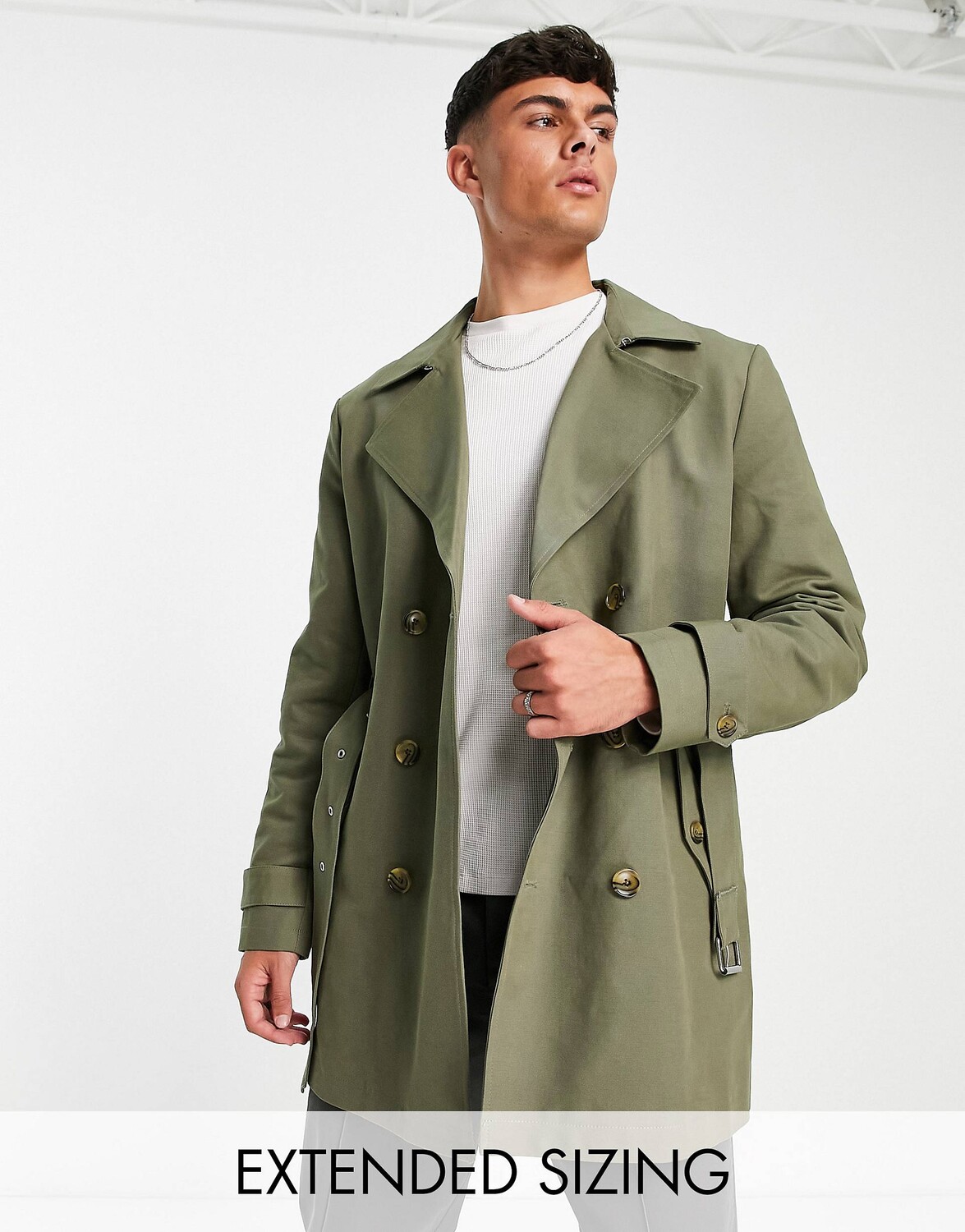 

Тренч цвета хаки ASOS DESIGN